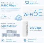 TP Link Deco XE75 Pro,Wi Fi 6E, AXE5400 Tri Band Whole Home AI-Driven Mesh System|6 GHz Band Access|5.4 Gbps Gigabit Speed|Coverage up to 7200 sq. ft.|Connect up to 200 Devices (3-Pack) - Image 2