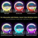 Buyntry Wireless Charger Atmosphere Lamp, G Lamp Led Table Lamp, Bluetooth Speaker, Dimmable Night Light Touch Lamp Alarm Clock with Music Sync, App Control... - Image 4