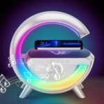 Buyntry Wireless Charger Atmosphere Lamp, G Lamp Led Table Lamp, Bluetooth Speaker, Dimmable Night Light Touch Lamp Alarm Clock with Music Sync, App Control... - Image 3