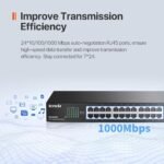 Tenda TEG1024D, 24 Port Gigabit Switch, Unmanaged Rackmount Ethernet Switch 24 Port with Traffic Optimization, Plug & Play, Fanless Quiet & Metal Design Network Switch, Limited Lifetime Protection - Image 4