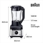 Braun Household PowerBlend 7 JB7550BK Jug Blender with Triangular Glass Jug, 10-Speed + Pulse Function, PrecisionCrush Blade, Cleaning, Handling, and 600 Bottle - Image 4
