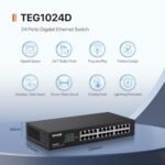 Tenda TEG1024D, 24 Port Gigabit Switch, Unmanaged Rackmount Ethernet Switch 24 Port with Traffic Optimization, Plug & Play, Fanless Quiet & Metal Design Network Switch, Limited Lifetime Protection - Image 5