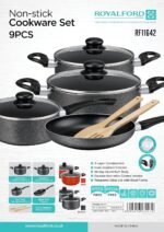 Royalford 9-Piece Non-Stick Cookware Set RF11642 Aluminum Body With 3-Layer Construction, Bakelite Handles And Glass Lid  Import as Dropshipping  Import as Affiliate - Image 2