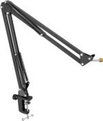 FIFINE CS1 Scissor Microphone Boom Arm Stand for Gaming Recording | Podcast Mic Arm Stand,Heavy Duty clamp,3/8" to 5/8" Adapter, for Voice-over Home Office