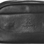 Genuine Leather Clutch Purse Wallet for Men, Travel Wrist Bag, Toiletry Bag or Multipurpose Bag - Large Size, Black