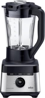 Braun Household PowerBlend 7 JB7550BK Jug Blender with Triangular Glass Jug, 10-Speed + Pulse Function, PrecisionCrush Blade, Cleaning, Handling, and 600 Bottle