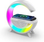Buyntry Wireless Charger Atmosphere Lamp, G Lamp Led Table Lamp, Bluetooth Speaker, Dimmable Night Light Touch Lamp Alarm Clock with Music Sync, App Control...