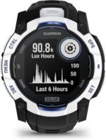 GARMIN Instinct® 3 –50 mm, Whitestone with Black/Bolt Blue Silicone Band | Solar Smartwatch with Unlimited Battery Life | Rugged Design, Built-in Flaslight,... - Image 5