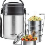 Milton Lunch Box 1.8 Litre – 5 Tier Insulated Stainless Steel Tiffin Box (360 ml Each), Leak-Resistant Design, Ideal for Office, Travel & Daily Use – Silver