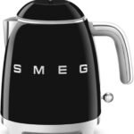 Smeg KLF05BLUK 50's Retro Style mini Kettle, 0.8 L Capacity with Water Level Indicator, 360 Swivel Base, Anti-Slip Feet, Stainless Steel, Black,1 Year Warranty