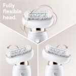 Braun Silk-épil 9 Flex Epilator, Flexible Head for Easier Hair Removal with Ladies Electric Shaver and Trimmer, Gifts for Women, UK 2 Pin Plug, 9-020, White/Gold - Image 3
