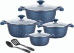Prestige Essential 10 pcs Cookware Sets | Granite Coated Pots and Pans Set | Non-Stick Induction Compatible Cookware | Dark Blue - PR80999 - Image 3