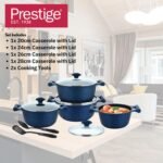 Prestige Essential 10 pcs Cookware Sets | Granite Coated Pots and Pans Set | Non-Stick Induction Compatible Cookware | Dark Blue - PR80999 - Image 2