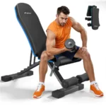MERACH - Adjustable Weight Dumbbell Bench with Leg Extension, 990LBS Capacity Foldable Workout Bench for Home Gym - Black&Blue