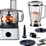 Braun Food Processor 8 in 1 System, 750 Watts, 2.1 L Bowl Capacity, 1.8 L Blender Capacity, 2 Speed Button and Pulse, Chop, Slice, Grate, Whisk & Puree - FP 0132 White