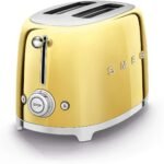 Smeg Tsf01GoUK, 50'S Retro Style 2 Slice Toaster,6 Browning Levels,2 Extra Wide Bread Slots, Defrost And Reheat Functions, Removable Crumb Tray, Gold,1 Year Warranty